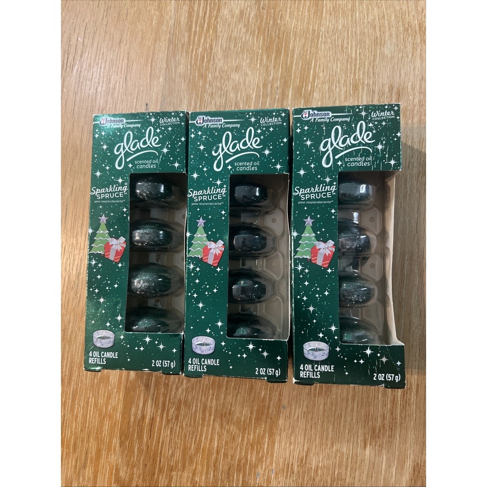 (12) GLADE Scented Oil Candle‎ refills SPARKLING SPRUCE Holiday